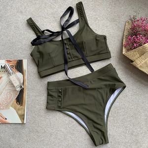 Conjunto de Bikini de 2 Piezas OUTPACE para Mujer, Sexy, de un Solo Hombro, con Push-Up y Tanga, en Spandex/Poliéster de Secado Rápido, Traje de Baño Personalizado - Product Image 2