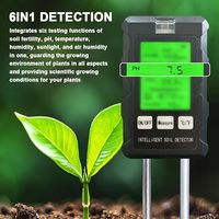 Alat Ukur PH Tanah 6 in 1 Kesuburan/PH/Kelembaban/Suhu/Cahaya Matahari/Kelembapan Udara untuk Pertanian Kebun Petani Meteran Tanah Digital