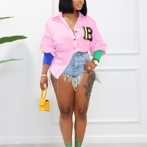 Blusa Casual para Mujer, Diseño Sólido, Tejida, Veraniega, Colorida, con Botones, Costuras con Hilo, Logotipo Personalizado, Corte Irregular - Product Image 6