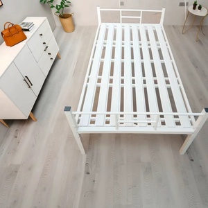 with Classic Metal Headboard Minimalist Mattress Foundation <strong>Bed</strong> Frame Platform Apartment <strong>Single</strong> <strong>Floor</strong> <strong>Bed</strong> - Product Image 3