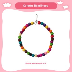 Nouvel Arrivage : Jouet pour Animaux de Compagnie - Balançoire Suspendue pour Perroquet, <span class=keywords><strong>Anneau</strong></span> à Mâcher pour Hamster et Chinchilla, Fournitures pour Oiseaux - Perles en <span class=keywords><strong>Bois</strong></span> Colorées sur Fil - Product Image 3