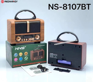 Redwingy NS-8107BT <span class=keywords><strong>Vintage</strong></span> <span class=keywords><strong>autoradio</strong></span> Portable en bois haut-parleur extérieur tourne-disque lecteur avec carte Tf fonction TWS Am Fm Radio - Product Image 6
