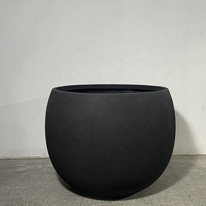 Fioriera Rotonda Grande da Esterno in Fibra di Vetro Nera, Semplice ed Ecologica, <span class=keywords><strong>per</strong></span> Patio, Giardino, Centro Commerciale, Hotel - Product Image 4