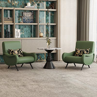 Ensemble moderne de fauteuil lounge commercial et table basse ronde, fauteuil simple rembourré pour hall d'hôtel, café, bureau, vente en gros