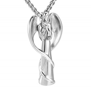 Dewi malaikat sayap Tempat abu Stainless Steel Memorial kremasi guci sudut kalung kenang-kenangan Tuhan liontin liontin gaya Barat - Product Image 5