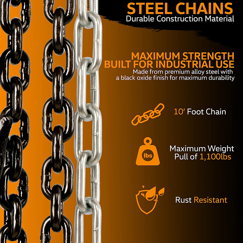 Heavy Duty Hook Industrial Grade Steel Structure 2 Ton 3M Manual Chain Hoist Products from