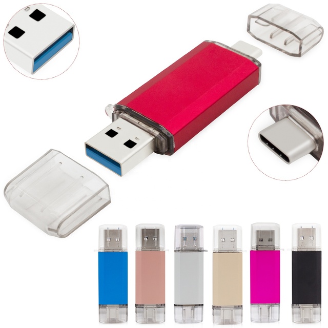 Top Selling Custom LOGO Metal 2 in 1 OTG Type-C USB 3.0 2.0 Stick 1TB 8GB 16GB 32GB 64GB 128GB 256GB Pendrives USB Flash Drives