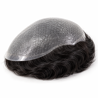 Prothèse capillaire brésilienne GE-SA auto-adhésive à ondulations profondes, en PU sans couture, cheveux Remy, étanche, avec adhésif de qualité médicale pour remplacement