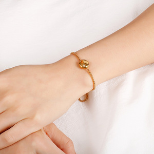 Bracciale Regolabile Kalen per Ragazze in Acciaio al Titanio con Diamanti Placcato <span class=keywords><strong>Oro</strong></span> 18k <span class=keywords><strong>Bracciali</strong></span> Semplici e alla Moda - Product Image 5