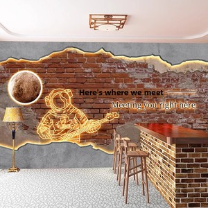 Papier peint 3D stéréoscopique lumineux à la lumière de lune, imperméable, en tissu non tissé sans couture, pour restaurant industriel, restaurant de fondue, barbecue, bar - Product Image 1