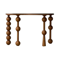 Console d'entrée vintage en bois massif avec miroir, style rétro français, table de couloir, bureau d'entrée, design moderne, luxe léger, minimaliste, salon