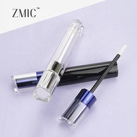 Tubes de gloss à lèvres vides uniques de 5,5 ml, flacon noir brillant et transparent, emballage personnalisé, tube de rouge à lèvres liquide en plastique