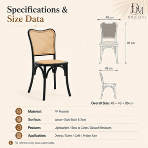 Chaise d'événement DM EVENT PP à dossier tissé, noire, design moderne, pied Saber, pour salle à manger intérieure, mobilier d'hôtel, durable, style contemporain - Product Image 3