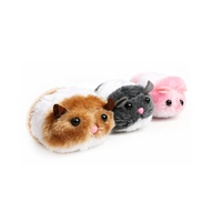 Jouet Électrique Interactif pour Chat et Hamster avec Anneau de Tirage, Souris en Peluche Moelleuse à Mouvement Automatique, Jouet de Chasse Interactif pour Chaton