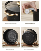 Ensemble de casseroles en acier inoxydable antiadhésif 8 pièces compatible avec l'induction, pot à lait, pot à soupe avec couvercles en verre pour la cuisine à domicile