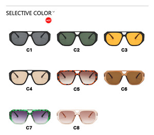 レディース<span class=keywords><strong>2025</strong></span>年新製品トレンドプラスチック男性用クール不規則勾配レンズダブルブリッジフラットトップデザイナーサングラス - Product Image 2