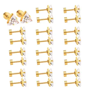 Customizable pattern triangle Diamond ear rings 18K gold spiral cartilage earrings stainless steel earrings for women