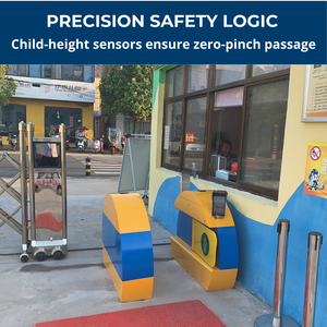 Barrière compacte pour balançoire d'enfant avec protection IP54 en acier inoxydable anti-encallement pour petits espaces et entrées de maternelle - Product Image 2