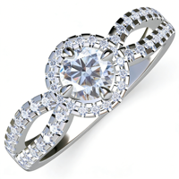 Bague RSWWS080 en argent 925 avec diamant principal entouré de quatre doigts croisés et moissanite de qualité D VVS1, pierres précieuses en vrac