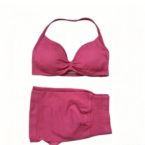 Ensemble 2 pièces couleur unie respirant ultra-fin <span class=keywords><strong>mat</strong></span> pour soutien-gorge dos nu et short effet fesses de pêche - Product Image 5