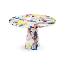 Table ronde moderne personnalisée en fibre de verre, motif graffiti arc-en-ciel coloré, dessiné à la main, table d'appoint à motifs colorés