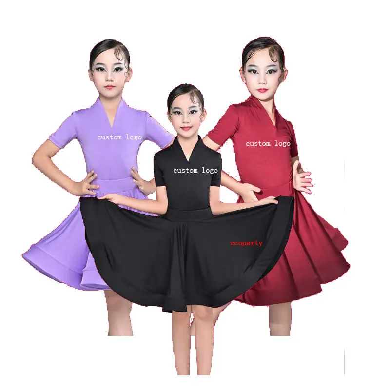 Ecoparty niños vestido de baile latino profesional para niñas baile de salón Rumba Cha Samba práctica traje de actuación