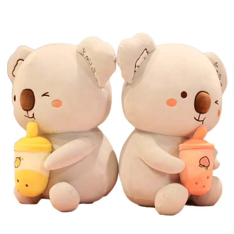 Animal de pelúcia kawaii, brinquedo de pelúcia com boba, chá de bolha para crianças, adorável, 25cm