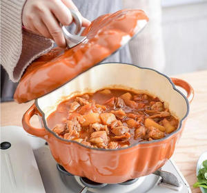 Pumpkin Enamel Cast Iron Cookware Sets Mini Dutch Oven Belly <strong>Pot</strong> Set Enameled <strong>Stew</strong> <strong>Pot</strong> Soup <strong>Pot</strong> for Braising Baking Home - Product Image 5