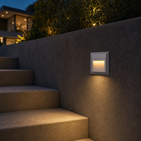 Lampe LED étanche IP65 pour marches, 1,6W 120lm, applique murale carrée encastrée moderne pour éclairage extérieur d'escaliers, couloirs, patios et allées