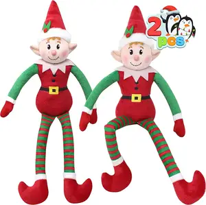 Cute Christmas Elf Stuffed Doll Customized Logo Soft Plush Doll Santa Elf For Christmas Holiday