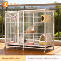 Cage de Luxe Renforcée et Cryptée en Métal Multi-couches pour Animaux de Compagnie avec Hamac et Roues, Ferme à Boutons, Enclos pour Chat, Cage d'Élevage
