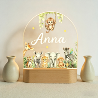 Lampe de nuit LED en bois pour enfants, motif personnalisé imprimé UV, design minimaliste, lampe USB intelligente, décoration de chambre d'enfant, cadeau