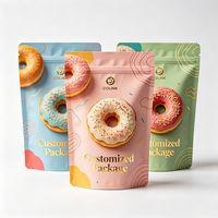Sachet souple personnalisé imprimé refermable avec fermeture éclair, qualité alimentaire, pour boulangerie, snacks, vente en gros et au détail