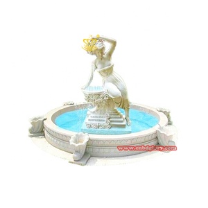 Statue de fille ailée Fontaine en marbre Sculpture d'ornement de caractéristique d'eau de jardin pour cascade de piscine à vendre - Product Image 3