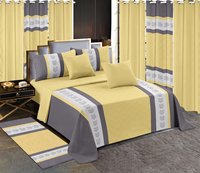Parure de lit en coton 3 places, ensemble de draps, rideaux et draperies, 13 pièces, ensemble de literie avec rideaux assortis