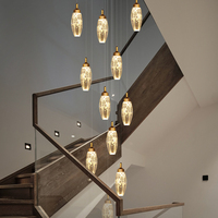 Lustre LED Minimaliste pour Escalier de Villa à Plafond Haut, Luminaire Suspendu de Luxe pour Escalier Duplex et Loft
