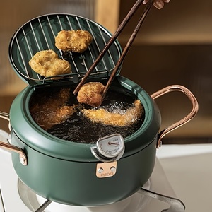 Friggitrice Giapponese per Tempura con Termometro in Ferro, Pentola Antiaderente per Friggere Pollo, Pesce, Gamberetti, Facile da Pulire, per Uso Domestico e in Auto - Product Image 2