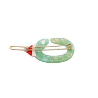 Barrette à cheveux CANYUAN, simple, verte, en pierre, barrette à cheveux ovale multicolores pour filles, barrette à cheveux en acétate de style snack, mini barrette à cheveux personnalisée