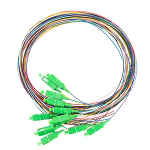 FTTH สายเคเบิล12แกน/1ล็อต12สีเต็มรูปแบบ SC APC OS1 pigtails โหมดเดียว PVC 0.9มม. สายแพทช์จัมเปอร์ใยแก้วนำแสง