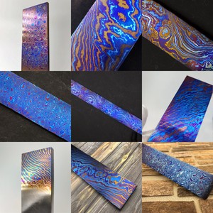 Custom Size <strong>Titanium</strong> Damascus Plate / Flat <strong>bar</strong> 3alloys Twisted Pattern Exotic Material for Pendants or Knives - Product Image 4