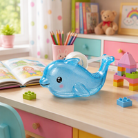 Distributeur de ruban adhésif en résine transparente personnalisé en forme de dauphin, joli coupe-ruban de papeterie en forme d'animal marin, support de ruban de bureau pour chambre d'enfant, bureau et cadeau