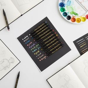 12 Colors <b>Set</b> Pack Metallic Marker Pen Promotional Multi-color Dual Tips Permanent Fabric Marker - Product Image 2