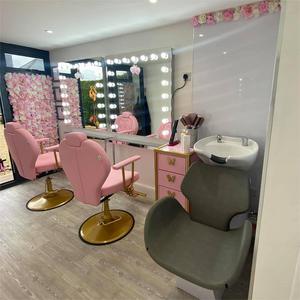 Sillón de Barbería de Cuero Elegante y Moderno con Base Dorada, Altura Ajustable, Tapizado, para Uso Comercial - Product Image 2