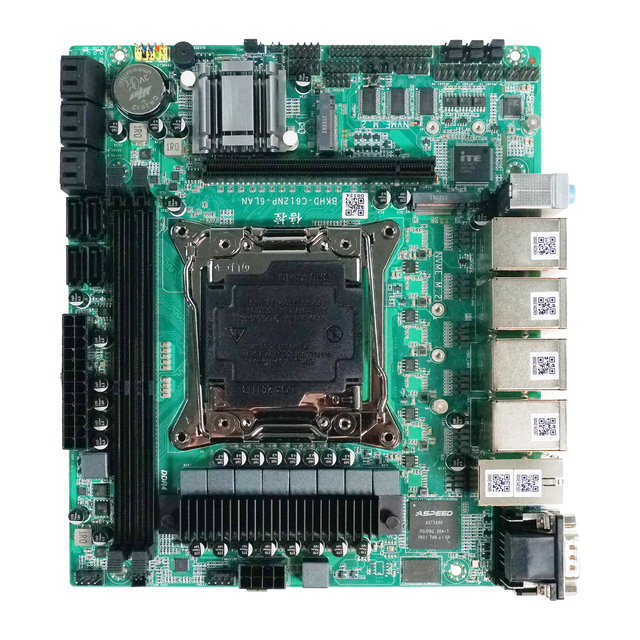 MATX LGA 2011 Socket Xeon E5 Compatible Motherboard Dual M.2 SSD 10x SATA 3 Slots 6x2.5GbE Build Server NAS Firewall C612NP-6LAN