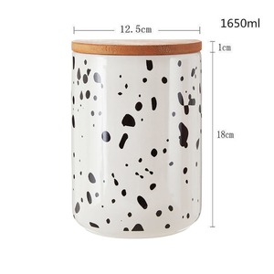 OEM Nhà Bếp Trứng Bánh Mì Gốm Lưu Trữ Thực Phẩm Container Home Jar Sứ Lốm Đốm Jar <span class=keywords><strong>Cookie</strong></span> Jar Khai Thác Mỏ Deli Container Với Nắp - Product Image 6
