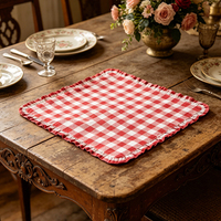Sousplats de Algodão com Babados e Estampa Xadrez para Decoração de Mesa de Jantar - Atacado Personalizado