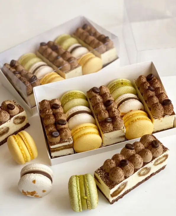 IMEE-caja de embalaje de lujo para postres, pasteles, dulces, panadería, con ventana transparente
