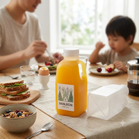 Bouteille de lait en plastique PP de qualité alimentaire 300 ml avec poignée, conteneur carré givré mat pour jus, résistant aux hautes températures