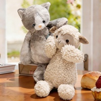 Peluche douce et moelleuse en forme de chat ou de mouton, adorable animal en peluche assis pour enfants, cadeau d'anniversaire ou décoration de chambre d'enfant