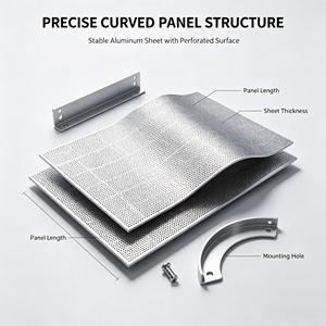 Système de façade en aluminium perforé courbé, panneau de revêtement décoratif, mur-rideau extérieur pour bâtiments commerciaux - Product Image 5